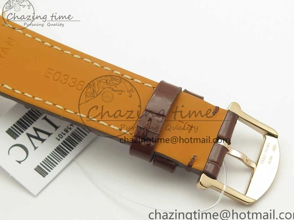 MIROTIME 0419 SportInspired Portofino IW458101 RG MK 1:1 Best Edition Gray Dial On Brown Leather Strap MIYOTA 7165